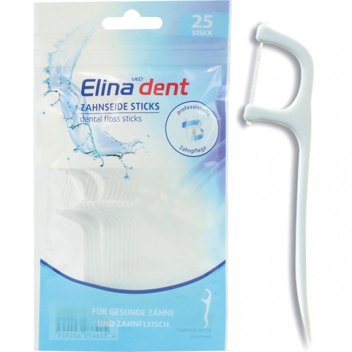 ElinaMED dent Zahnseide Sticks 8cm im Zipp-Beutel 25 Stk.